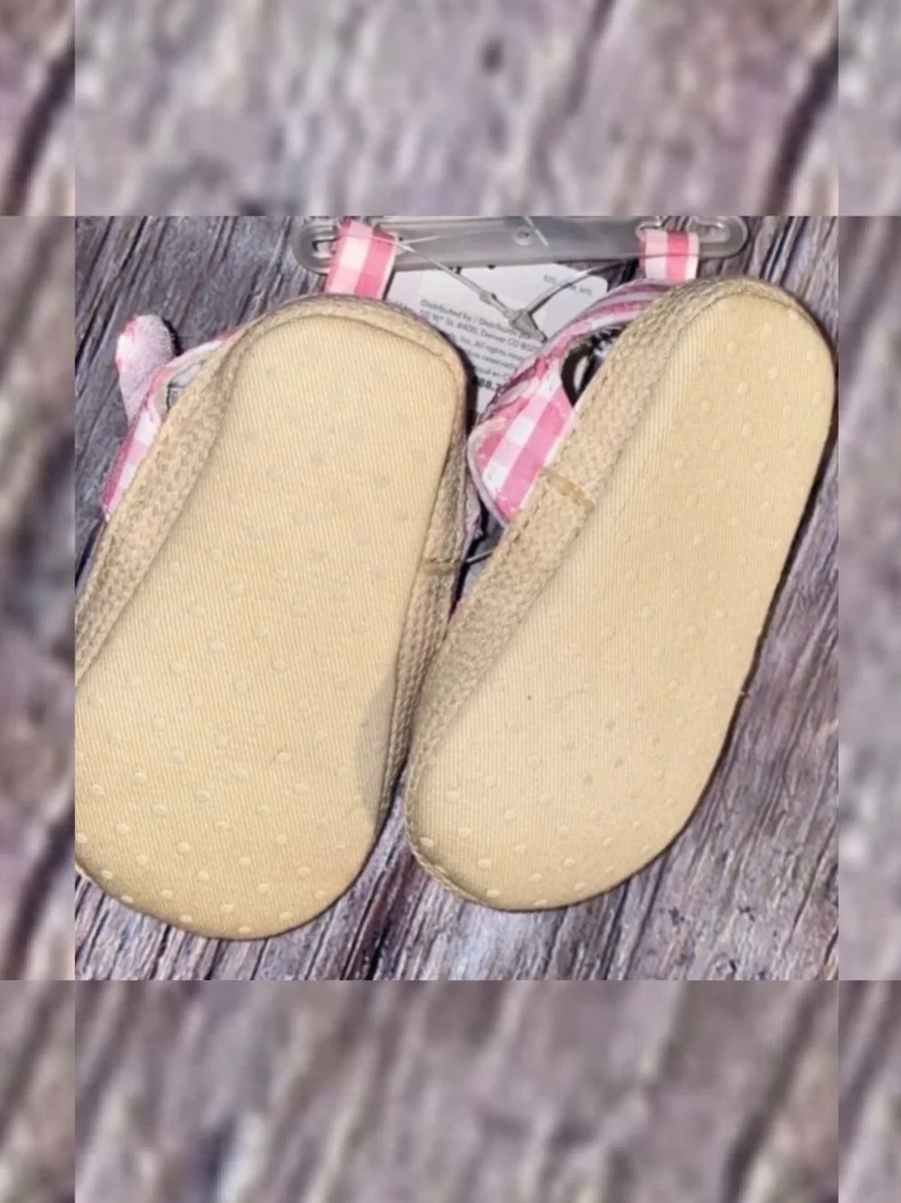 💞 New Infant & Baby Girl Size 0-3 Month Pink Gingham Crib Shoes